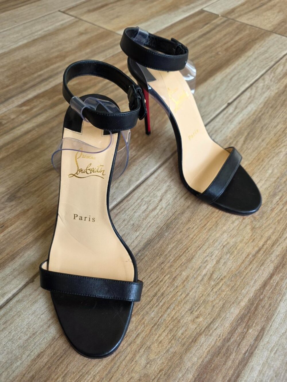 Christian Louboutin Jonatina Black Leather Sandals Strappy Eur. 37 - Picture 3 of 13
